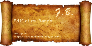 Fórizs Barna névjegykártya