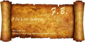 Fórizs Barna névjegykártya