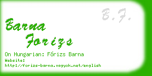 barna forizs business card