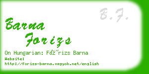 barna forizs business card